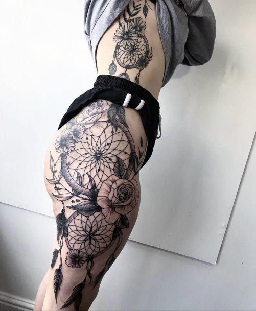 Womens Full Body Dream Catcher Tattoo Art