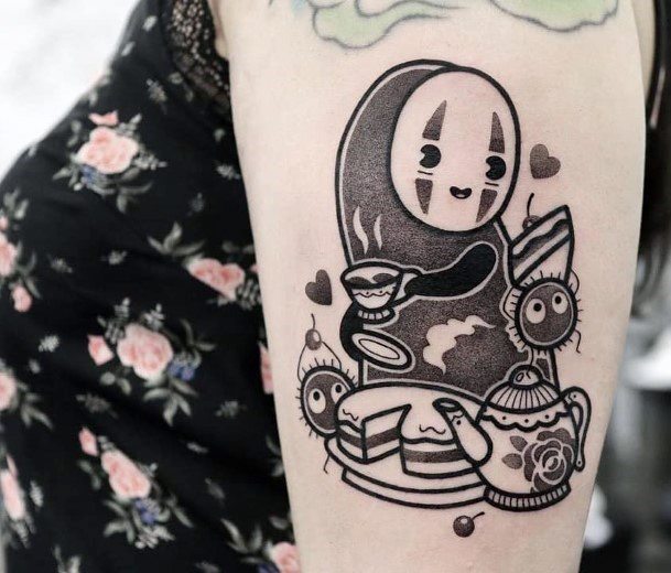 Womens Ghost Having Dinner Tattoo Forearms