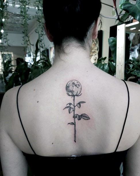 Womens Globe Tattoo Plant Spine