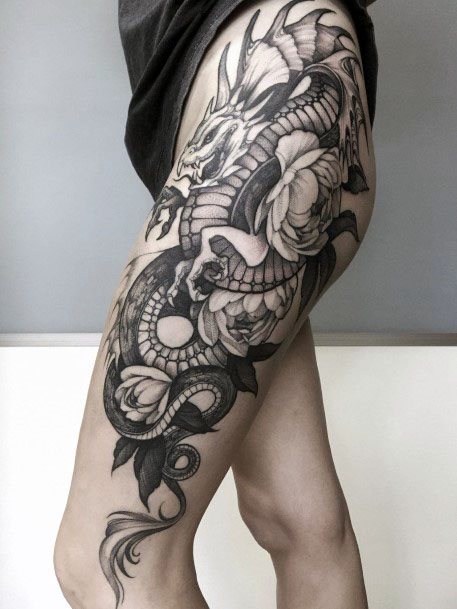 Womens Gorgeous Black Dragon Tattoo