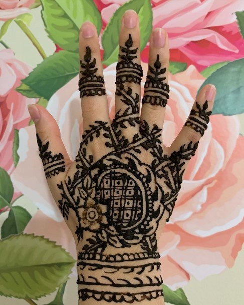 Womens Gorgeous Black Henna Tattoo Hands