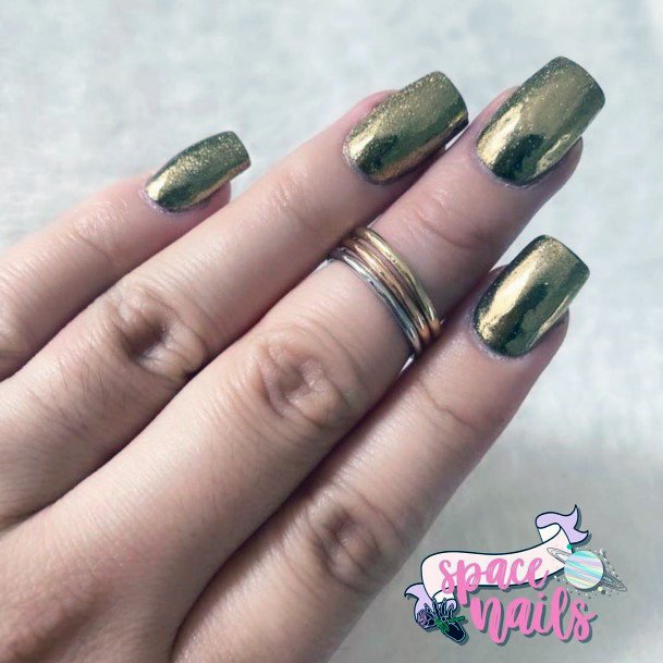 Womens Gorgeous Gold Chrome Mirror Nail Design Ideas For Girls