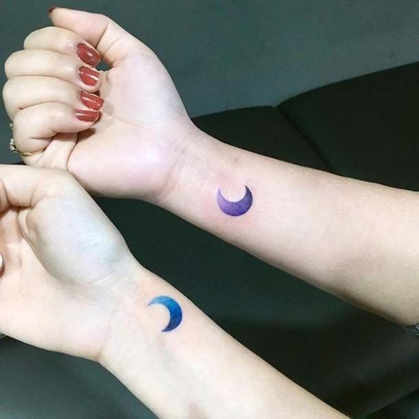 Womens Gorgeous New Moon Best Friend Tattoo Wrists