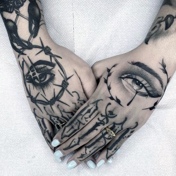 Womens Gothic Eye Tattoo On Hand