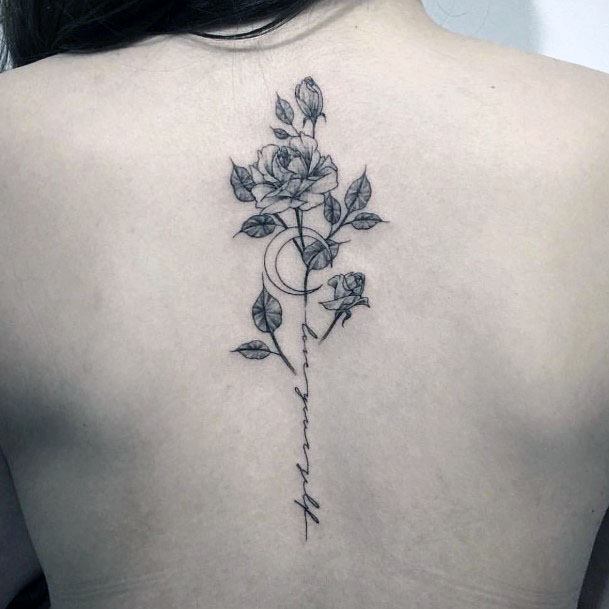 Womens Gray Plant Tattoo Spine