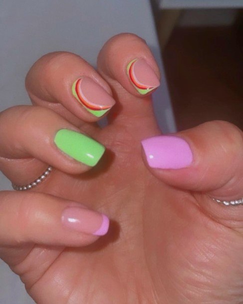 Womens Green And Pink Nail Design Ideas
