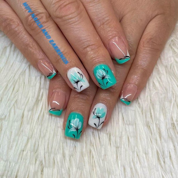Womens Green And White Good Looking Nails