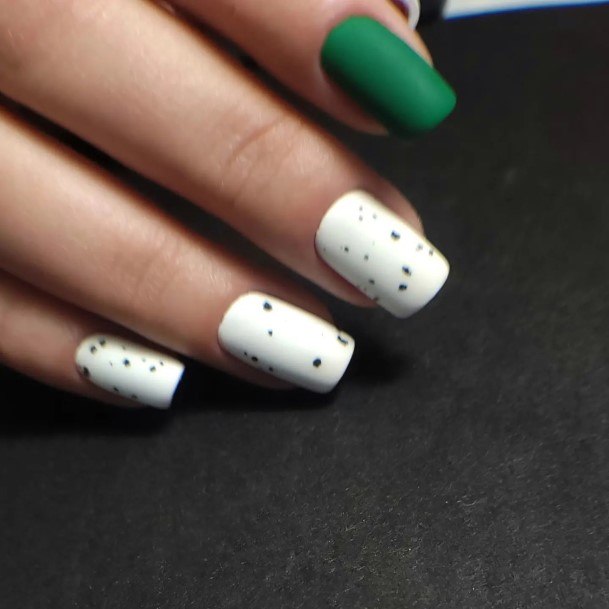 Womens Green And White Nail Design Ideas