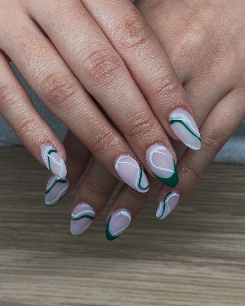 Womens Green And White Nail Ideas
