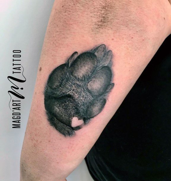 Womens Grey Dark Dog Paw Tattoo With Heart