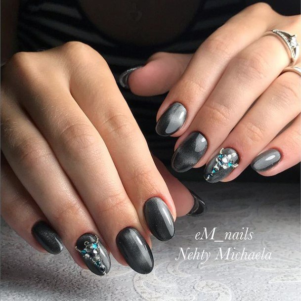 Womens Grey Dress Girly Nail Designs