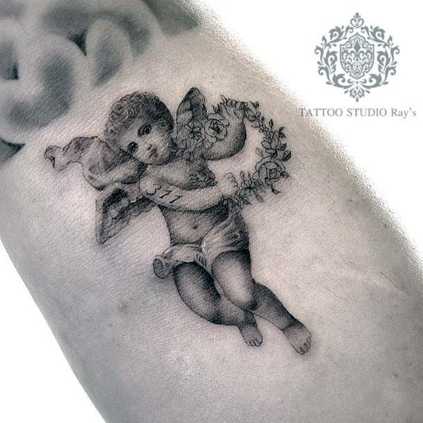 Womens Grey Toned Angel Tattoo