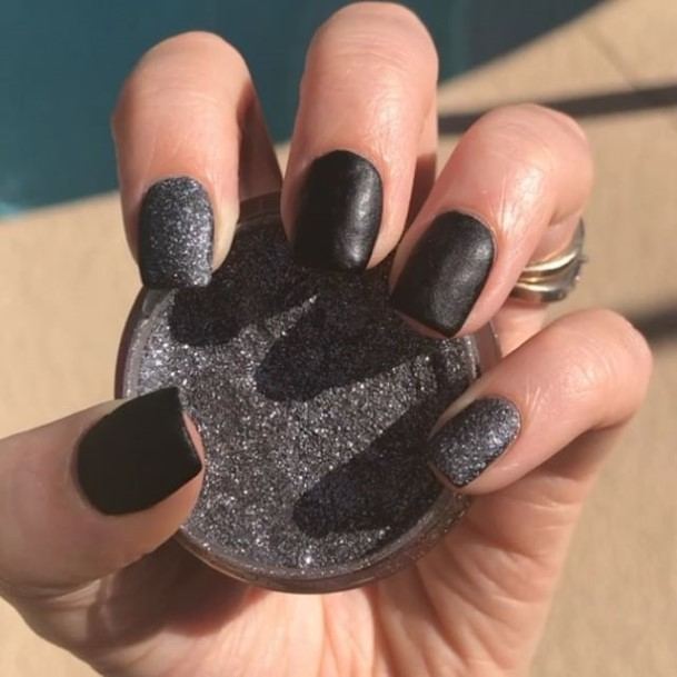 Womens Grey With Glitter Nail Ideas