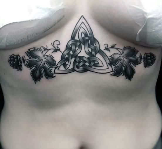 Womens Greyish Black Underboob Tattoo