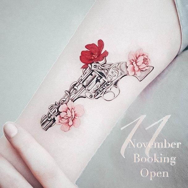 Womens Gun Girly Tattoo Designs