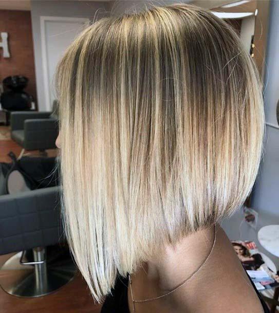 Womens Hairstyle Ideas Beautiful Brown And Blonde Highlighted Straight Angled Bob