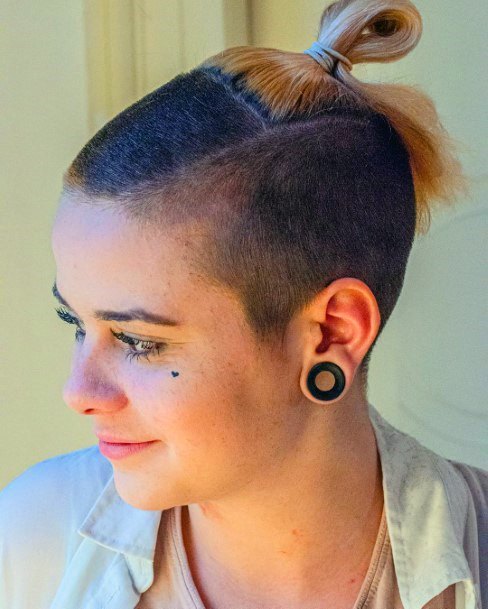 Womens Hairstyle Shaved Long Bun