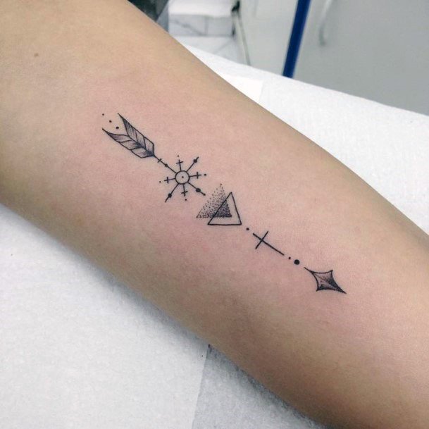 Womens Hand Black Arrow Shaded Tattoo