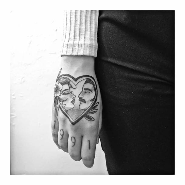 Womens Hand Heart And Love Tattoo