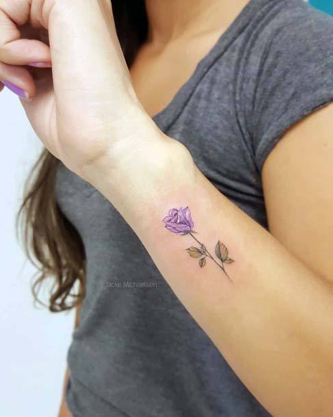 Womens Hand Small Cute Purple Flower Tattoo