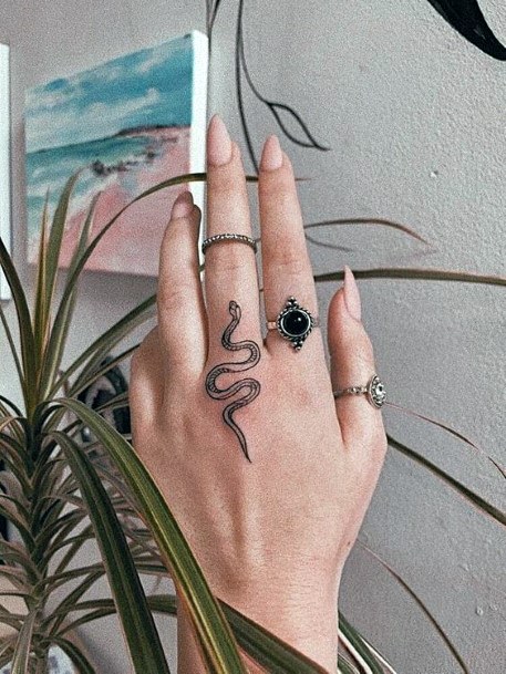 Womens Hand Snake Tattoo Art