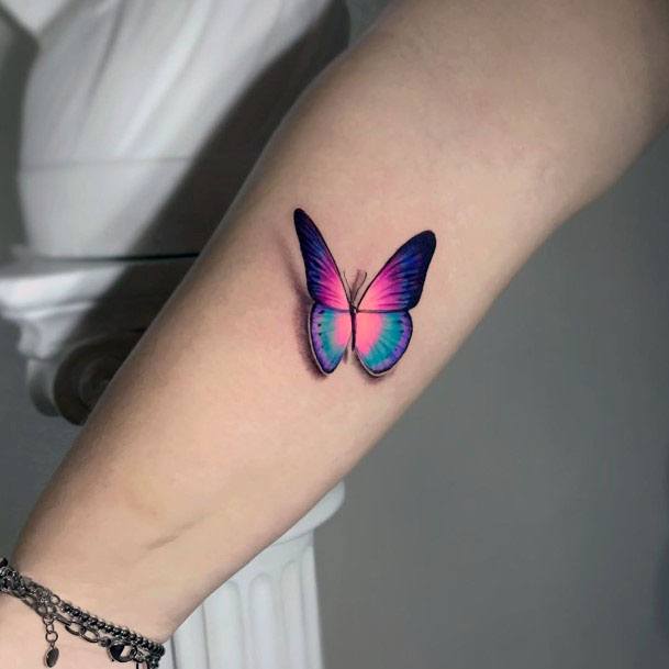 Womens Hands 3D Butterfly Tattoo