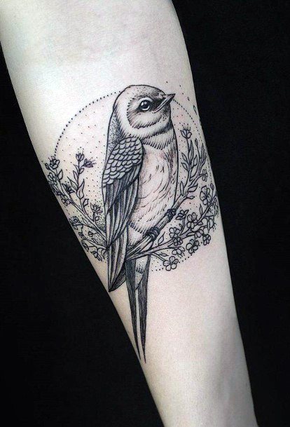Womens Hands Bird And Flower Tattoo