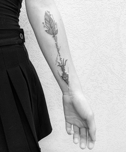 Womens Hands Black Arrow Tattoo