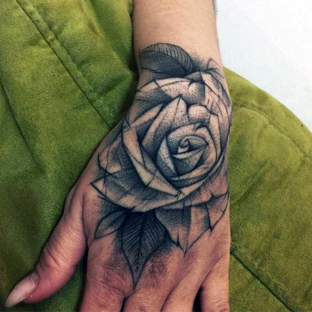 Womens Hands Black Rose Tattoo