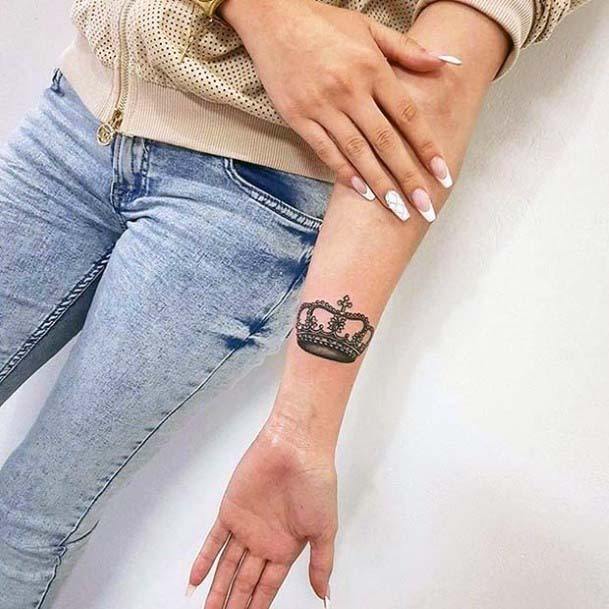 Womens Hands Crown Tattoo