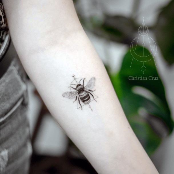 Womens Hands Dark Bee Tattoo