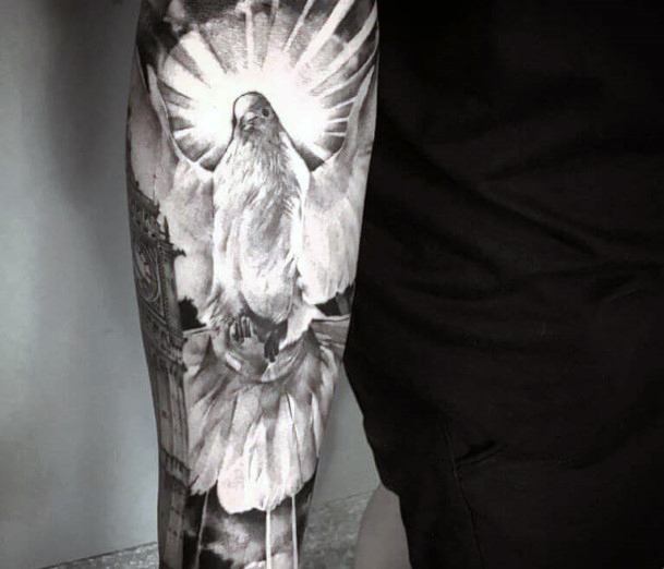 Womens Hands Divine Dove Tattoo