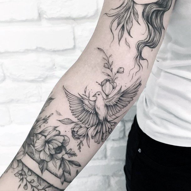 Womens Hands Fantastic Dove Tattoo