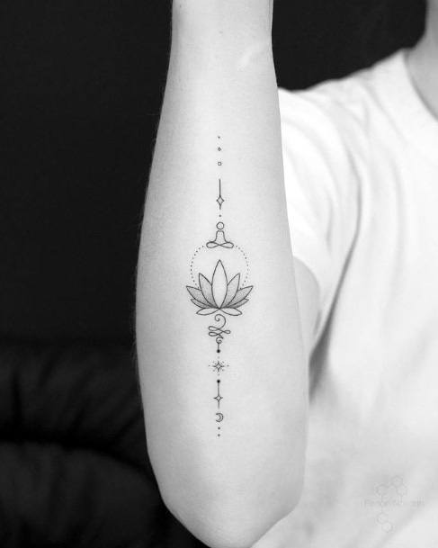 Womens Hands Geometric Tattoo Lotus