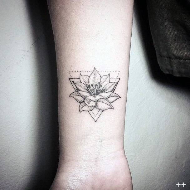 Womens Hands Lotus Flower Tattoo