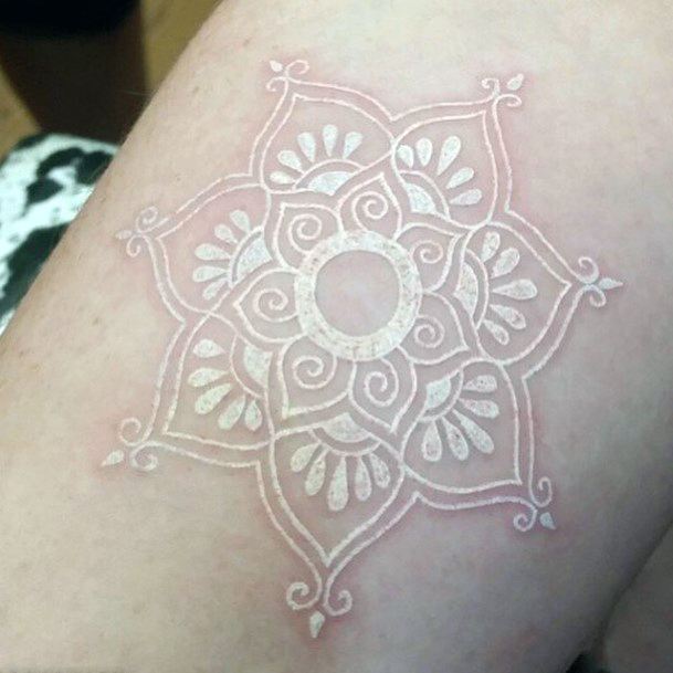 Womens Hands Lovely White Ink Flower Tattoo