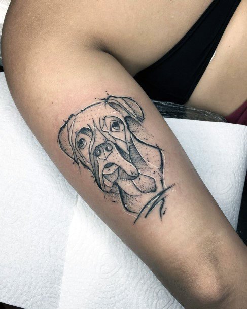 Womens Hands Old Dog Tattoo
