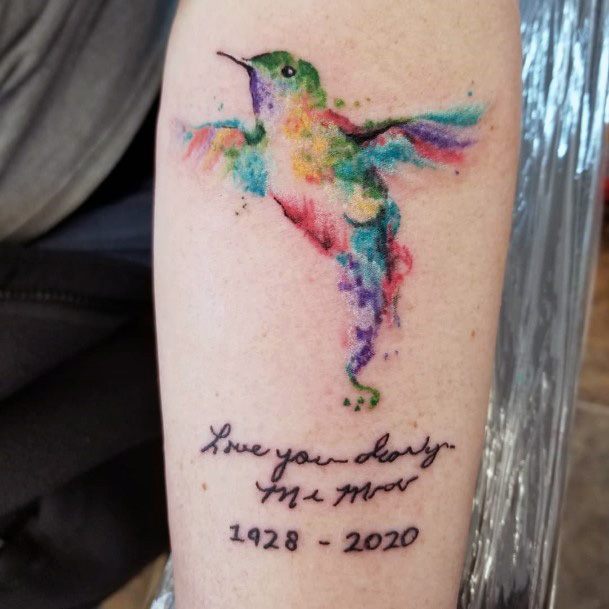 Womens Hands Remember The Hummingbird Tattoo