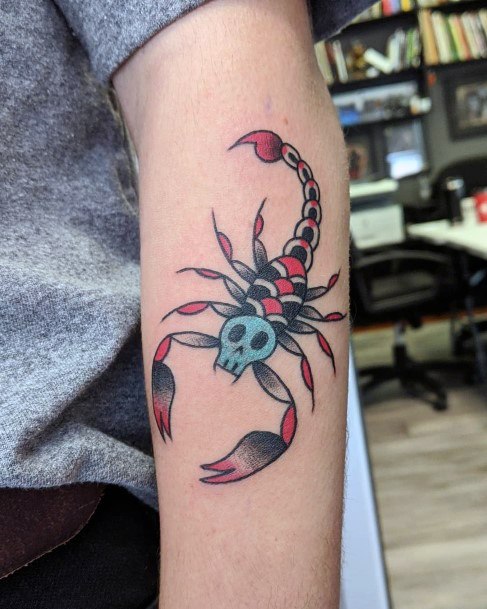 Womens Hands Skull Faced Scorpion Tattoo