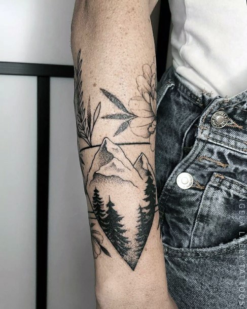 Womens Hiking Tattoo Design Ideas