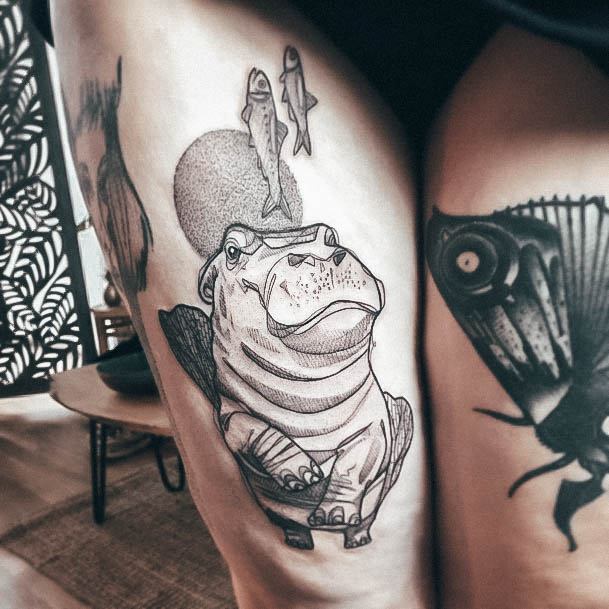 Womens Hippo Super Tattoo Designs