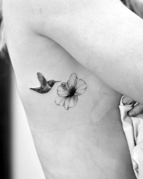 Womens Hummingbird And Blossom Tattoo Torso