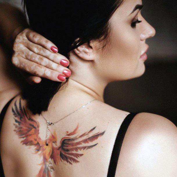 Womens Imperial Phoenix Tattoo On Back