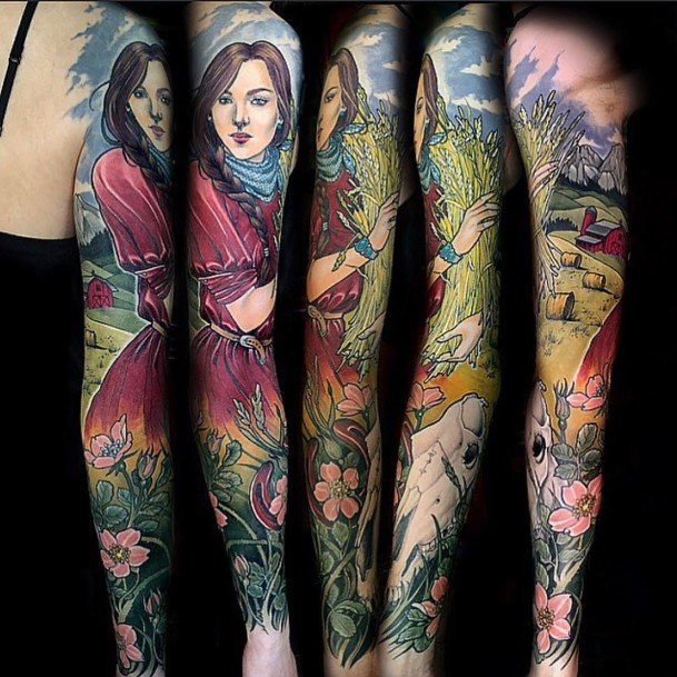 Womens Incredible Colored Tattoo Sleeves