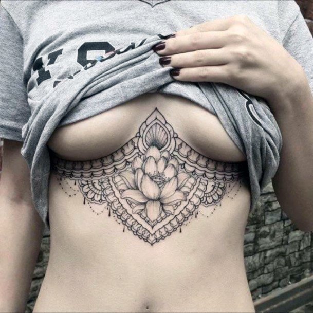 Womens Intricate Underboob Tattoo