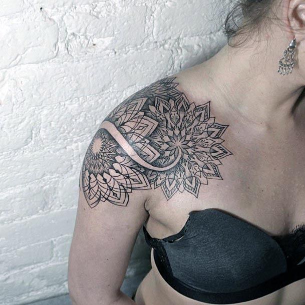 Womens Intrinsic Mandala Tattoo On Shoulders