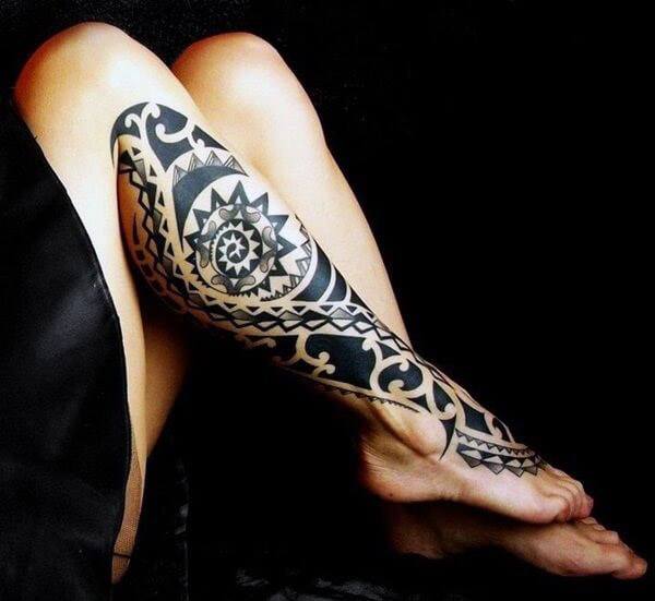 Womens Irish Tribal Tattoo On Legs