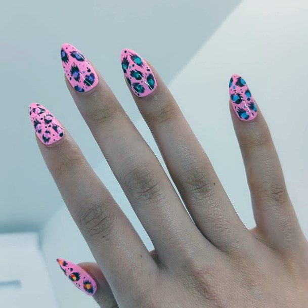 Womens Irradiant Pink Leopard Nails