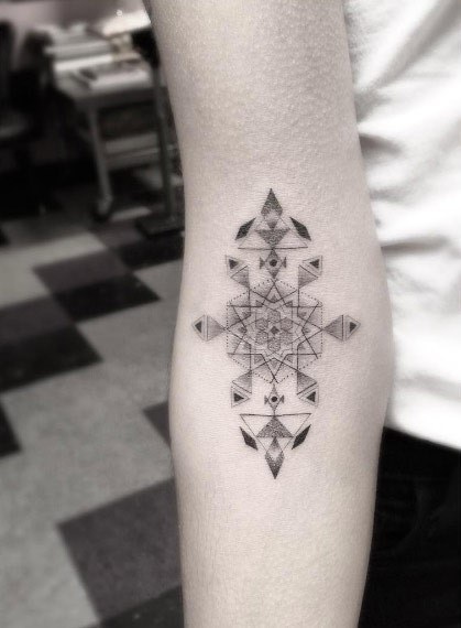 Womens Kaleidoscopic Art Tattoo Forearms