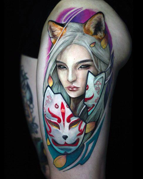 Womens Kitsune Tattoo Design Ideas